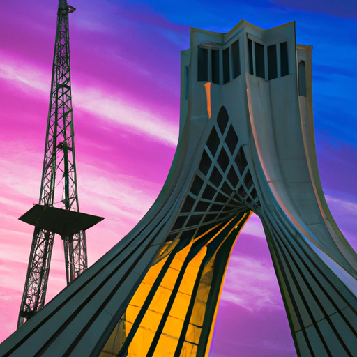 A view of Tehran's Azadi Tower in a modern way and combined with the Eiffel Tower